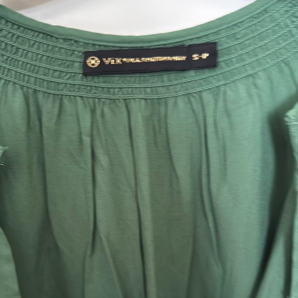 Vix Paula Hermanny Alice Short Chemise Cover Up - Green - Size S-Petite - Picture 5 of 6